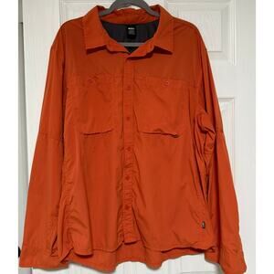 REI Coop Men's Orange Nylon Roll Tab Sleeve Vented Button Down Shirt Size XL
